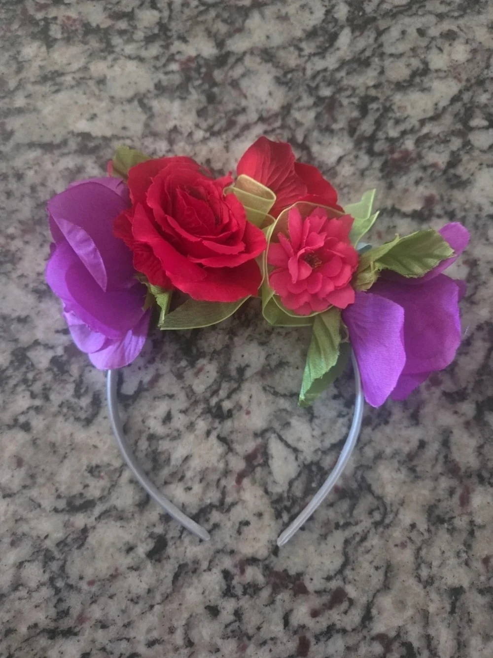Floral Kids Headband with Pink and Purple Flowers